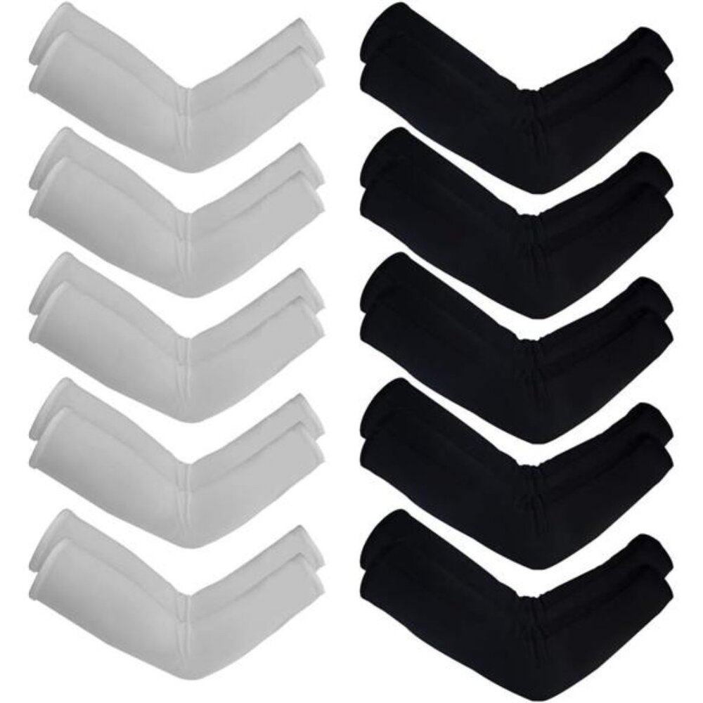 10 Pairs Unisex Arm Sleeves, Arm Sleeves UV Sun Protection Cooling Sleeves